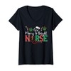 Women's One Merry Bright Nurse Christmas Scrub Top V-Neck T-Shirt,