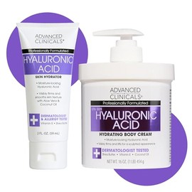 Loción corporal con ácido hialurónico y crema hidratante facial con manteca de karité y aceite de coco | Crema corporal reafirmante e hidratante para pieles secas, arrugas, estrías y piel arrugada,