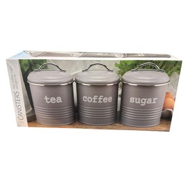 Apollo Round Air Tight Tea Coffee Sugar Kitchen Storage Canister Set of 3