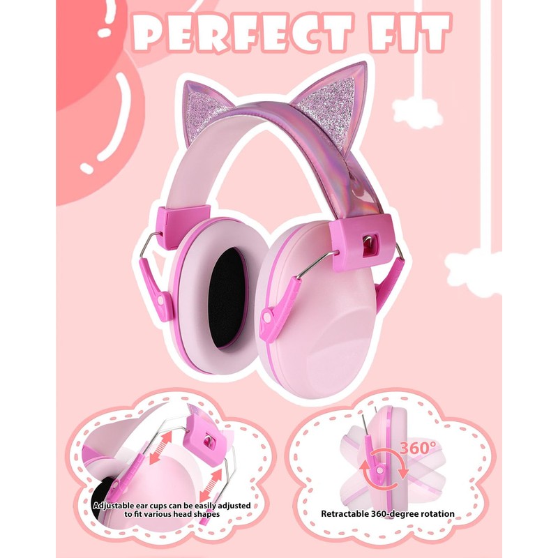 Children’s Noise Cancelling Earmuffs SNR 28dB, Adjustable Hearing Protection for