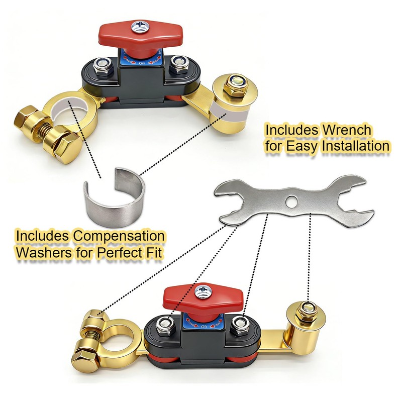 Car Battery Power Cut-Off Switch,Pure Copper Knob Control Battery Kill