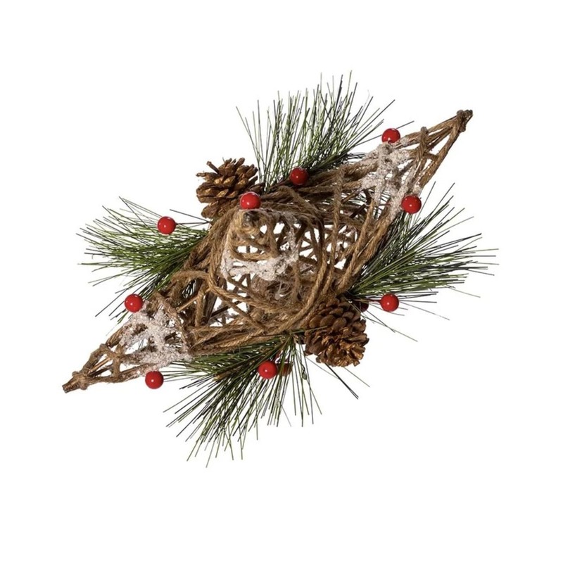 Kurt Adler 11-Inch Natural Star with Pinecones Treetop
