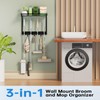Broom Holder Wall Mount, Mop Organizer with Cleaning Tools Storage