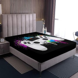 Loussiesd Luxury Gamepad Fitted Sheet 100% Microfiber Breathable Colorful Tie Dye Only Bedsheet No Pillowcases Fitted SheetsDouble(135x200+30cm)