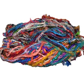 Sari Silk Glitter Twisted Ribbon Yarn Multicolored