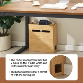 KIRIGEN Wireless Router Storage Box Multi Layer Router Organizer Shelf Box Wood Power Cable Management and Organizing Rack Box for Office and Home Natural (LYQ-NA)