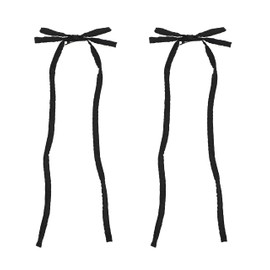 Kyu Ribon Wired Free Molded Ribbon Set Barrette Hair Clip Girly Sweet Loli (Black)