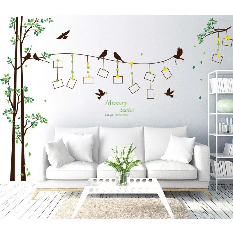DaraBaby Vinil Decorativo Sala Habitación Árbol Porta Retratos Aves