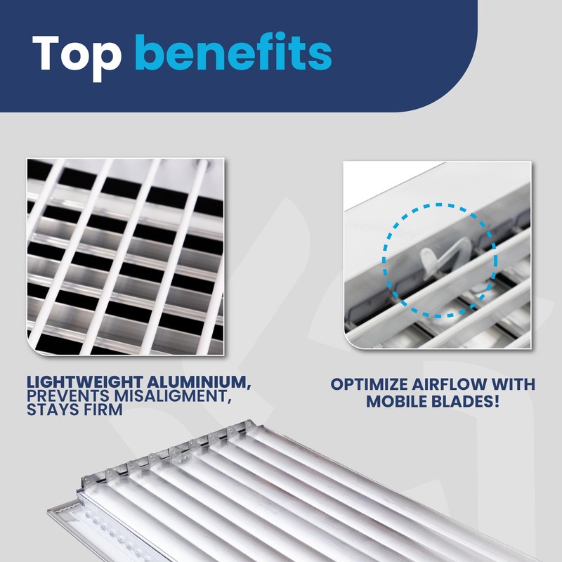14" x 6" Duct Hole Aluminum Single Deflection Adjustable Air