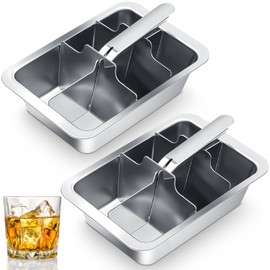 Yaocom 2 Pcs 6 Slot Stainless Steel Ice Cube Maker and Tray Ice Cube Tray for Bars Kitchens Levers Remove Cubes Easy Removal Metal Food Grade Freezer Molds for Food Juice Dishwasher Safe