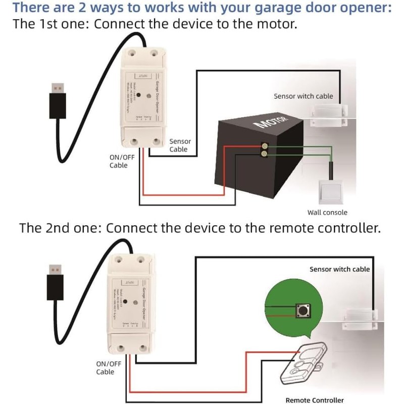 Easy Installation|Hucaoe Zigbee 5V Smart Garage Door Opener Controller| with