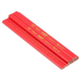 PATIKIL Carpenter Pencils, 6 Pcs Flat Octagonal Hard Construction Pencils Industrial Pencil Lumber Pencil with Scale and Red Ink for Woodworking Marking and Concrete Marking, Red
