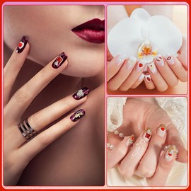 27Pcs Valentine's Day 3D Nail Charms Press ON Nails Heart Nail Rhinestone Decals Lip Mark Shaped Nail Art Valentine Love Lips Beautiful Look for Nail Jewelry Lipstick Rose Alloy Nail Gems Decorations