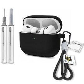 Woyinger for AirPods Pro 3 Case with Cleaner Kit, Soft Silicone Cover for AirPods Pro 3rd Generation Comes with Keychain Pendant for Women Men,Suitable for 3rd Generation Case,Black Mosaic Lens