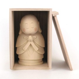 KURITA Buddhist Statue (Bodhisattva) 13844 Jizo-san (Total Height 5.9 inches (15 cm), Width 3.7 inches (9.5 cm), Depth 3.0 inches (7.5 cm)), Includes Japanese Paulownia Box, High Quality Wood Carving in Cypress Wood