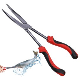 BEASAFY Fishing Pliers, Curved Fishing Pliers Hook Remover, 11 Inch Hook Remover Fishing with Long Reach, Carbon Steel Fishing Accessories for Hook Loosening when Fishing