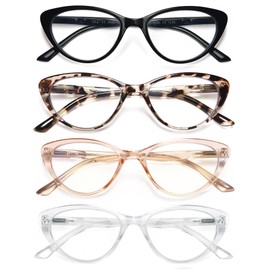 EYEURL 4-Pack Cat Eye Reading Glasses for Women- Blue Light Blocking Readers with Spring Hinges,Anti-Glare Reading Glasses,2.5