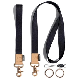Rulnfichy Lindo cordón para llaves, mujeres, teléfono, insignias de identificación, maestros niños cuello y correa de llavero, Negro -, Short and Long