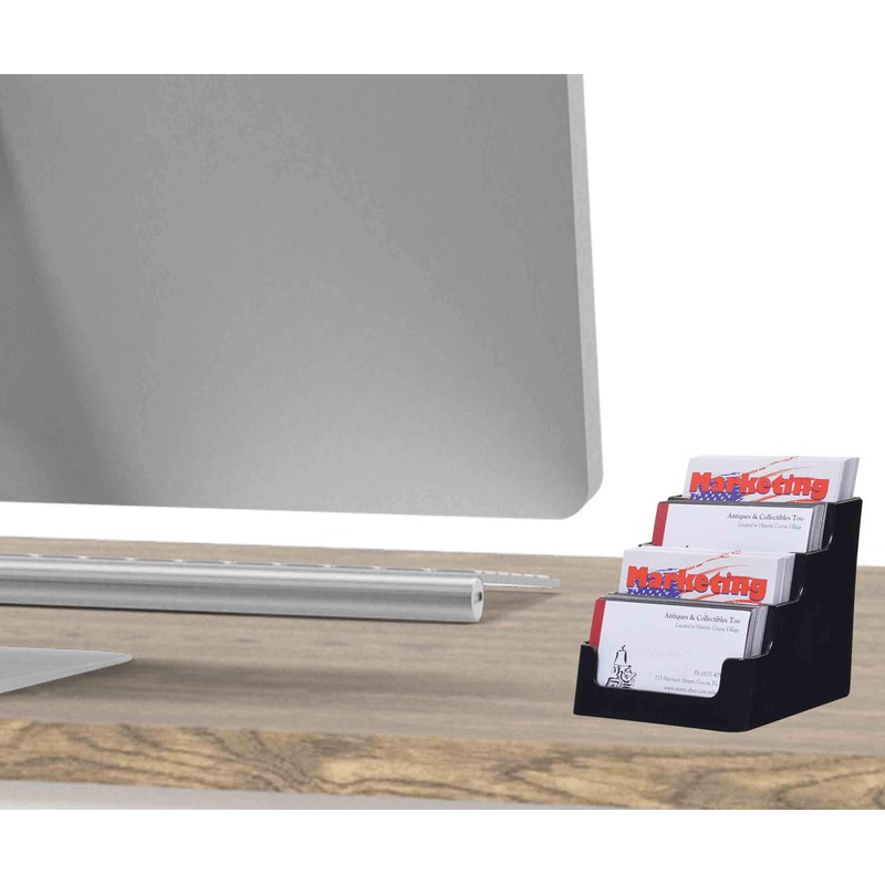 Deflecto 4 Tier 4 Pocket Landscape Business Card Holder Black