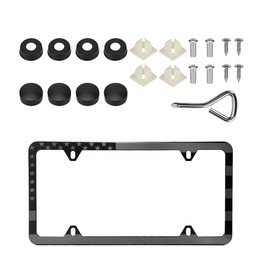 KVAEY American Flag License Plate Frames, Retro Patriotic USA Car Plate Frame, Aluminum License Plate Holder with Free Screws Fasteners Caps Tool, Car Decoration Accessories (Black)