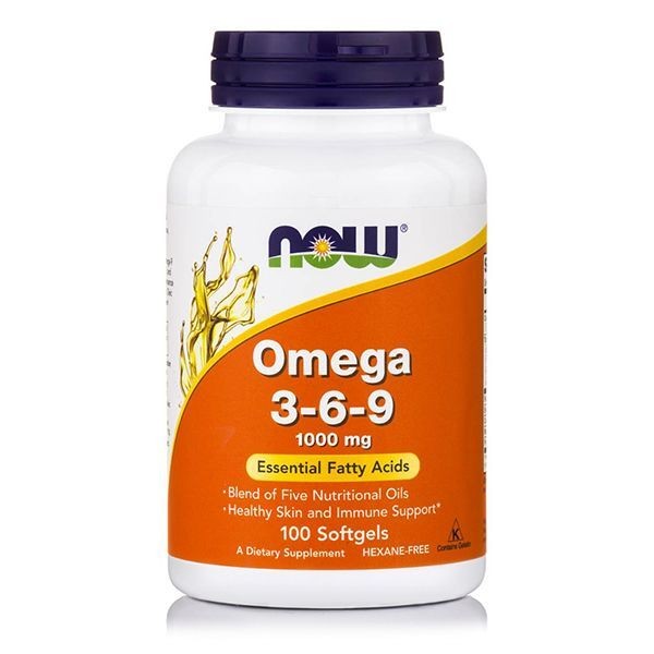 Now Omega 3-6-9 1000 mg Flax Primrose Canola Black Currant 100 softgels