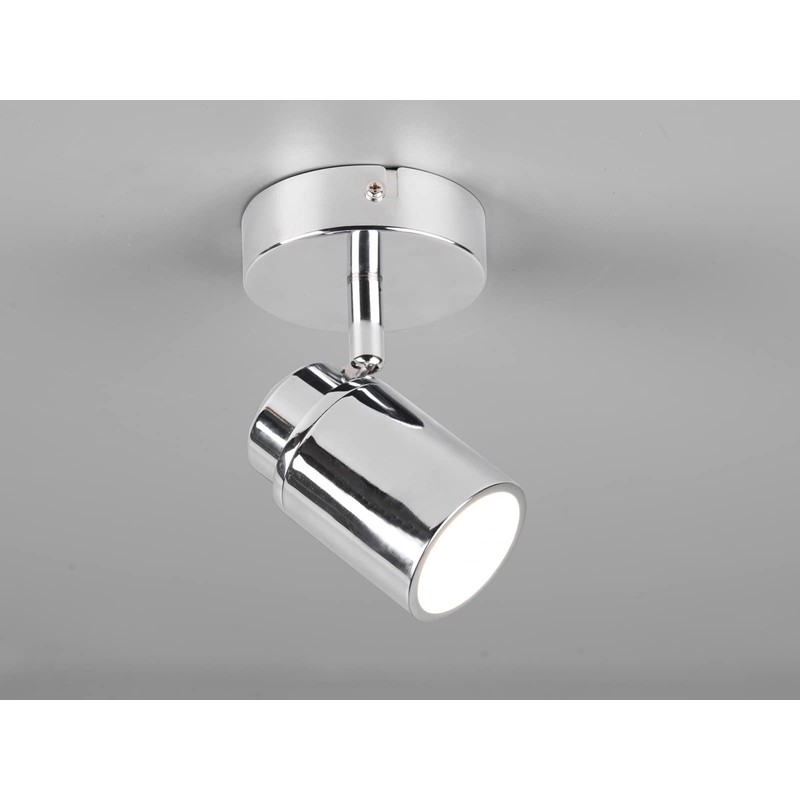 meineWunschleuchte Bathroom Wall Spotlight 1-Bulb Silver Chrome Swivelling IP44