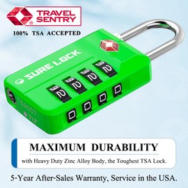 TSA Approved Travel Luggage Locks, Open Alert Combination Lock for School Office & Gym Locker,Toolbox, Pelican Case,Easy Read Dials- 1, 2 & 4 Pack (1, Green 1 Pack)