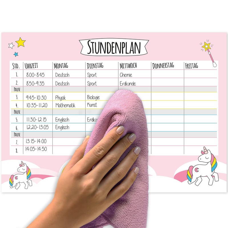younikat Girl’s Unicorn Timetable, DIN A4, For Beginning School