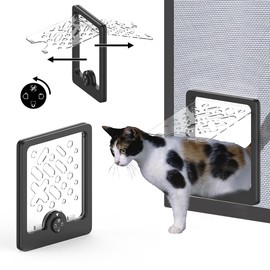 DIY Cat Door for Screens with 4-Mode Control, Easy Installation Pet Door for Custom Litter Box，Cat Houses，Playpens,Cat delivery Room，Various Materials Such as Cardboard, mesh, Fabric, Thin Wood, etc.