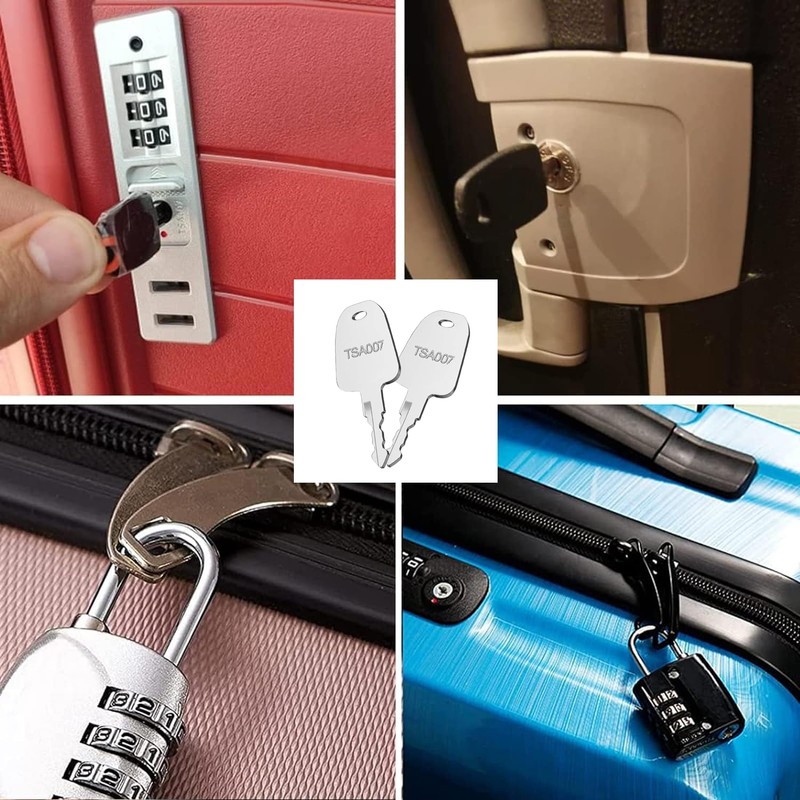 2PCS TSA Luggage Lock Key Set TSA007 Master Key Compatible