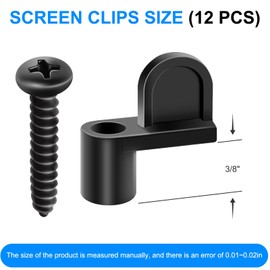 3/8 Inch Diecast Door Glass Window Screen Clips for Fastens Window Screens, Storm Windows, Storm Panels (Screws Included) 12 Pack