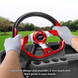 Roykaw Golf Cart Universal Steering Wheel Compatible with EZGO RXV TXT, Club Car DS Precedent Tempo, Yamaha G29 Drive Drive 2,Universal Design for Most Golf Cart