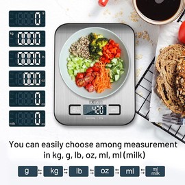 Exeton - Kitchen Scale, Premium Quality, Stainless Steel LED Display 5KG/1GR