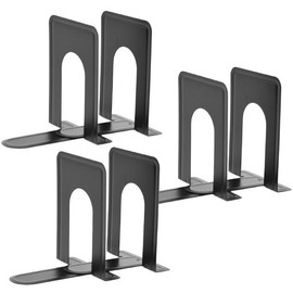 Frokom Sujetalibros de Metal, 6 Piezas Extremos para Oficina para Sostener, Sostenedor de Libros, Sujetalibros, Extremos de Libros para Estantes de Pesados Libros, Antideslizante (Negro)