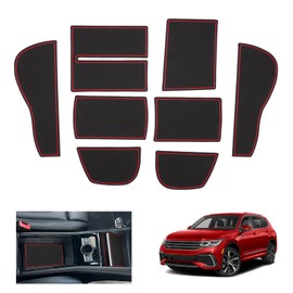 GAFAT Compatible with VW Tiguan 3 2024 2025 Non-Slip Mats, Ti-guan III from 2024 - Rubber Mats Non-Slip Centre Console Cup Holder Door Seam Mats, Ti-guan 3 Accessories (Red)