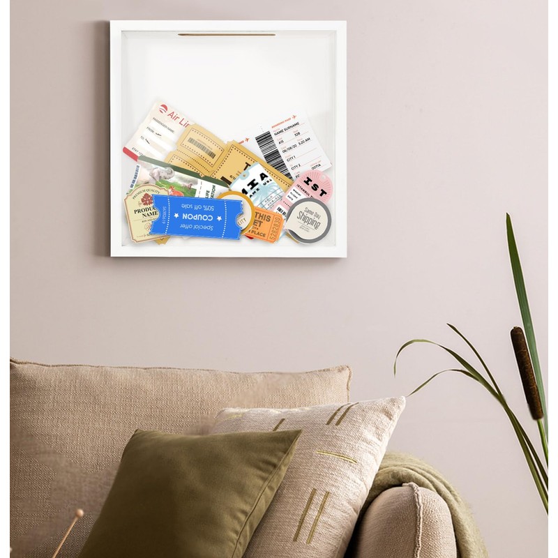 AVXINSOK White Travel Adventure Archive Shadow Box 11.4 x 11.4