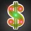 Light Up Dollar Sign Flashing Blinking LED Body Light Lapel