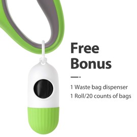 Fida Retractable Dog Leash with Dispenser and Poop Bags, 16 ft Pet Walking Leash for Small Dog or Cat up to 26 lbs, Anti-Slip Handle, Tangle Free, Reflective Nylon Tape (S, Green)