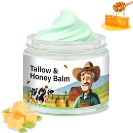 Tallow And Honey Balm, Beef Tallow For Skin Containing Honey, Handmade Beef Tallow Facial Moisturizer, Soothes Dry Skin, Provides Long-Lasting Moisture, Suitable For Face And Body, 60g