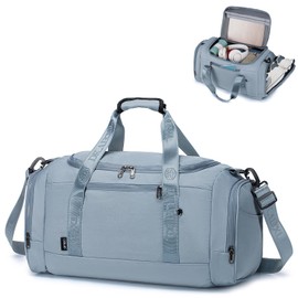 SPAHER Travel Sports Gym Duffle Bag with Shoes Compartment and Wet Pocket Waterproof Weekend Overnight Bag Women with Insulated Pocket Holdall Bag for Swimming Yoga Travel, Blue