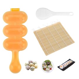 Gpurplebud Onigiri Mould Set 3pcs - Rice Ball Mold Bamboo Sushi Rolling Mat Sushi Roller Sushi Making Kit Rice Moulds for Lunch Bento and Home DIY