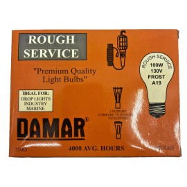 DAMAR 350D Rough Service 100W 130V A19 Light Bulbs - Box of 4