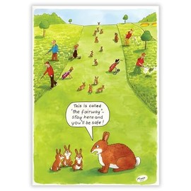 Funny Birthday Card for Him - Humorous Golf Design - Rabbits on the Fairway - Eco-Friendly