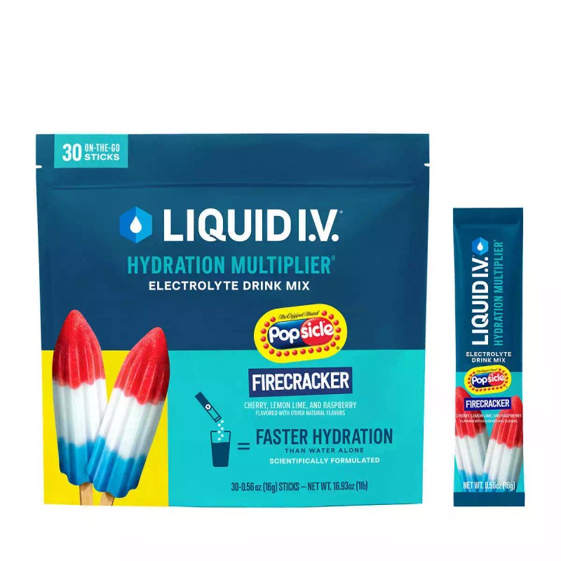 Liquid IV Firecracker Popsicle Flavor Multiplier Electrolytes Drink Mix water