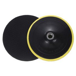 sourcing map 6 Inch Hook and Loop Backing Sanding Pads with M14 Thread for Diamond Sanding Finishing Polishing Buffing Pads, Yellow + Black 2pcs