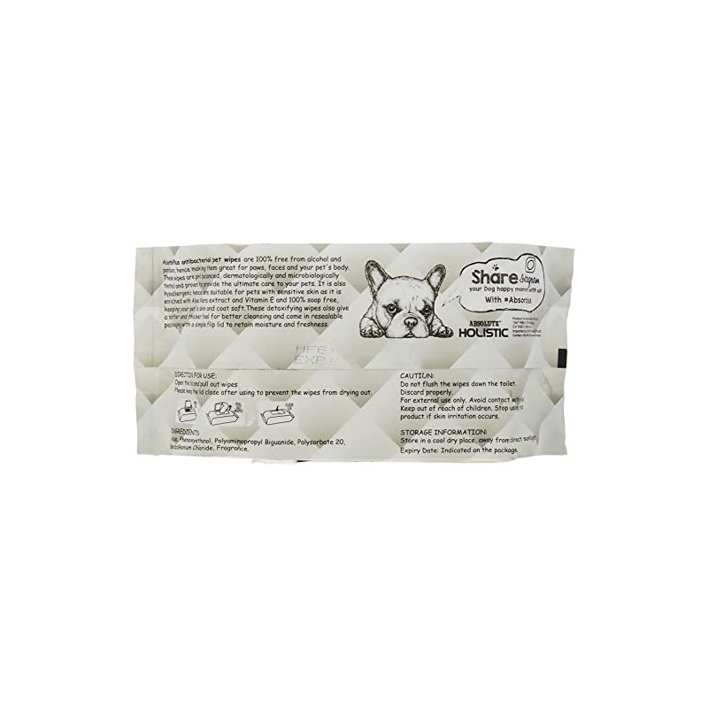 Absorb Plus Antibacterial Pet Wipes 80 Sheets, Floral