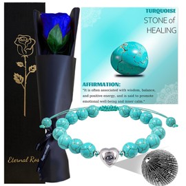 Preserved Rose Gifts for Her,Eternal Real Rose with Stem,Forever Infinity Rosebox for Mother's Day Valentine's Day Christmas Thanksgiving Mother Grandmother Wife Fiancee Wedding Birthday(Blue)