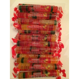 HARIBO Mega Roulette Gummy Candy Pack of 24 Fruit Flavored Soft Chewy Treats