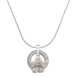 Delight Jewelry Silvertone Bee on White Flower - Silvertone Happy Hanukkah Message Ring Necklace, 18"