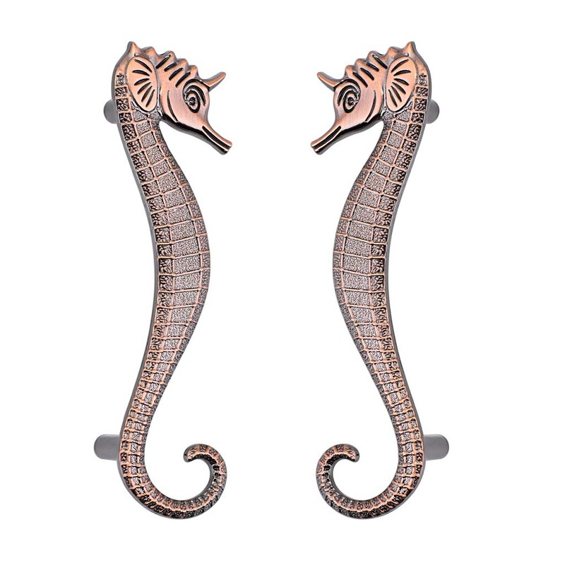 JUXYES Beach Ocean Theme Seahorse Shaped Drawer Handle Pulls, Marine
